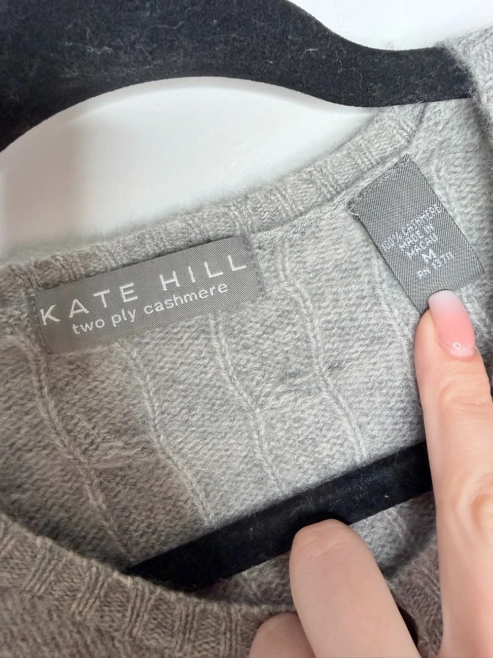 Kate hill size m grey 100% cashmere cardigan sweater long midi‎ length